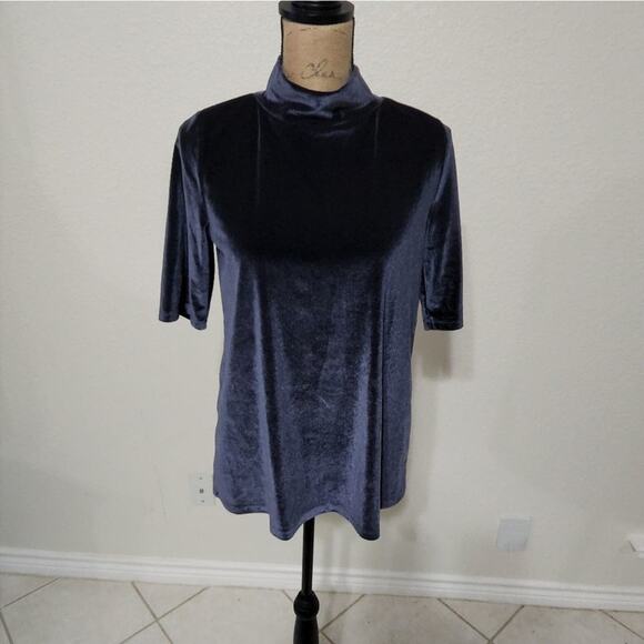 LOFT‎ blue velvet mock turtleneck blouse size small - Picture 1 of 5